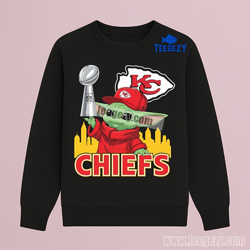 Kansas City Chiefs Baby Yoda Super Bowl Cup Graphic Long Sleeve Kansas City Chiefs Baby Yoda Super Bowl Cup Graphic Long Sleeve