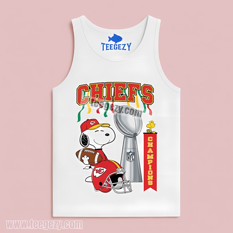 Kansas City Chiefs Champions Snoopy Celebration Vintage Tanktop Kansas City Chiefs Champions Snoopy Celebration Vintage Tanktop