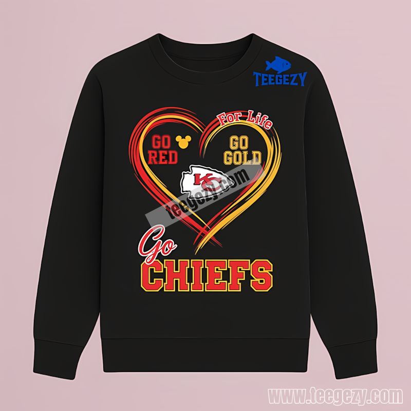 Kansas City Chiefs Heart Red Gold Awareness Graphic Long Sleeve Kansas City Chiefs Heart Red Gold Awareness Graphic Long Sleeve