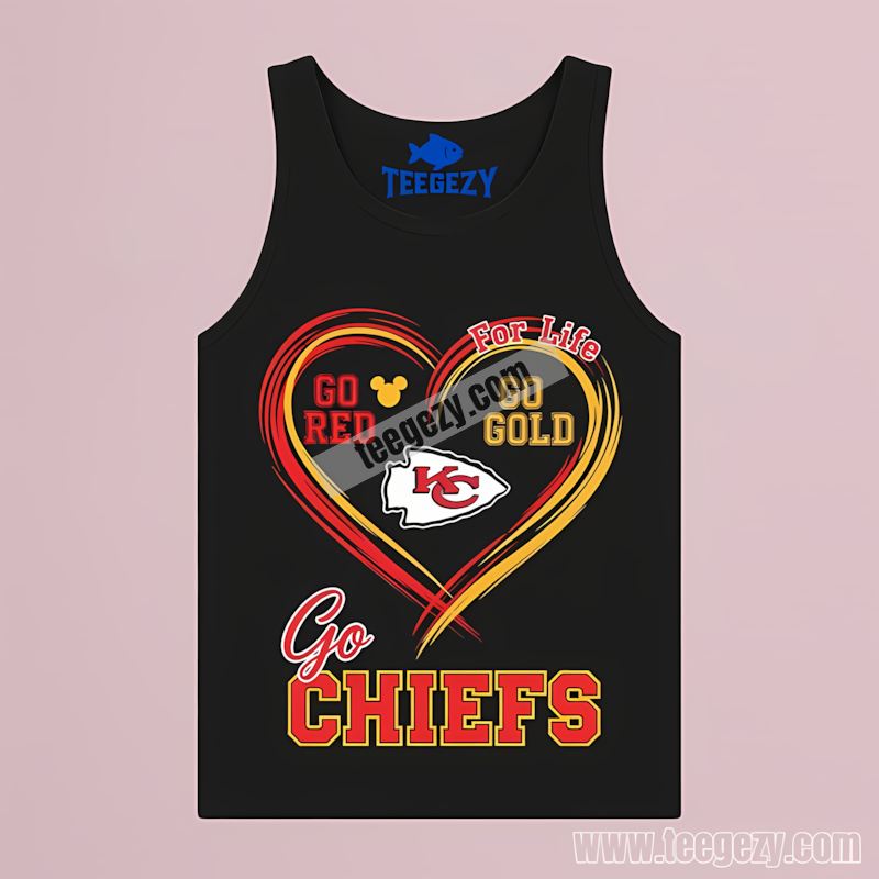 Kansas City Chiefs Heart Red Gold Awareness Graphic Tanktop Kansas City Chiefs Heart Red Gold Awareness Graphic Tanktop