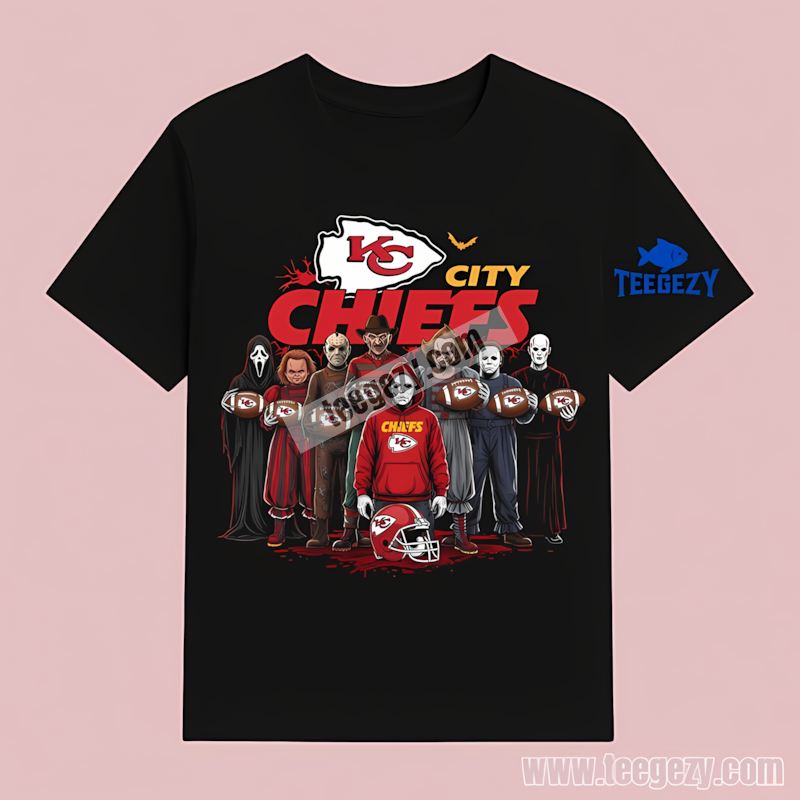 Kansas City Chiefs Horror Movie Icons Halloween T-Shirt Kansas City Chiefs Horror Movie Icons Halloween T-Shirt