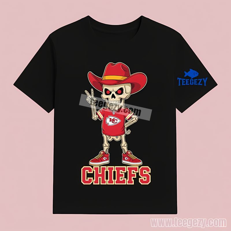Kansas City Chiefs Skeleton Cowboy Wild West T-Shirt Kansas City Chiefs Skeleton Cowboy Wild West T-Shirt