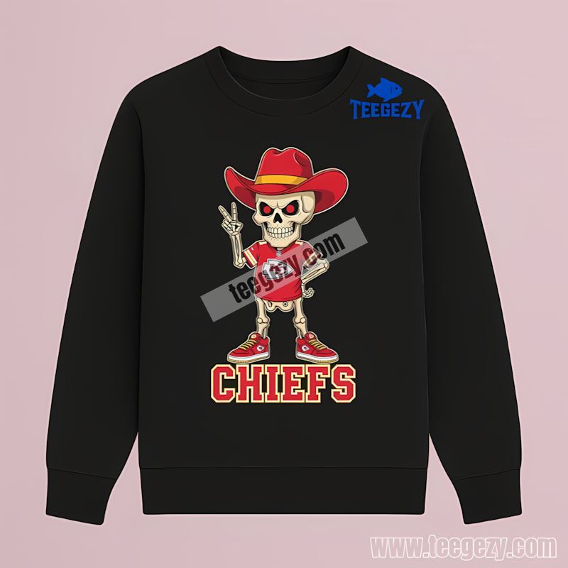 Kansas City Chiefs Skeleton Cowboy Wild West Long Sleeve Kansas City Chiefs Skeleton Cowboy Wild West Long Sleeve