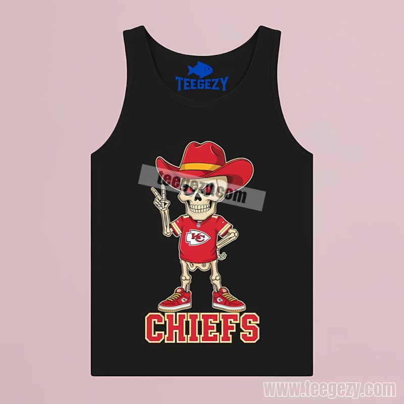 Kansas City Chiefs Skeleton Cowboy Wild West Tanktop Kansas City Chiefs Skeleton Cowboy Wild West Tanktop