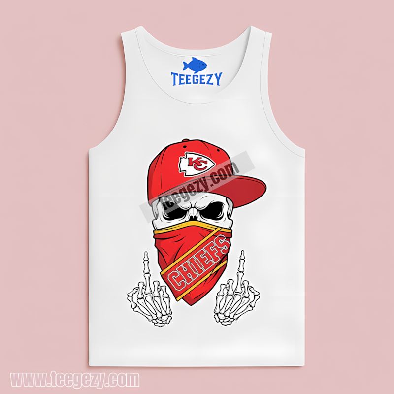 Kansas City Chiefs Skull Bandana Bold Adults Tanktop Kansas City Chiefs Skull Bandana Bold Adults Tanktop