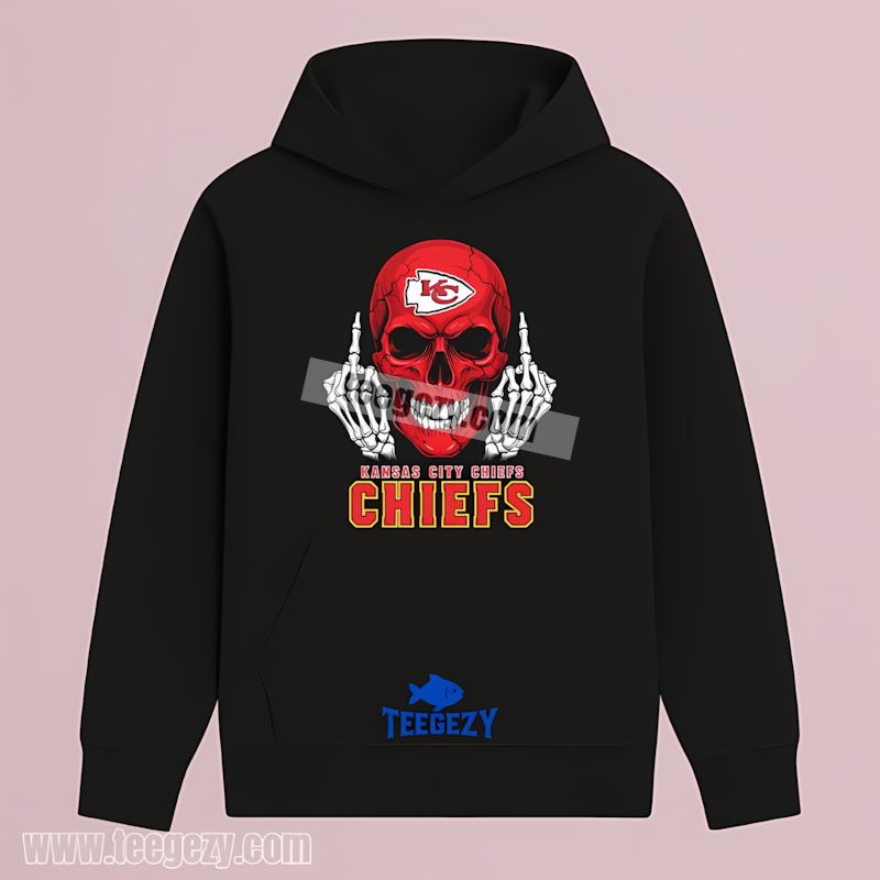 Kansas City Chiefs Skull Finger Rebellious Adults Hoodie Kansas City Chiefs Skull Finger Rebellious Adults Hoodie