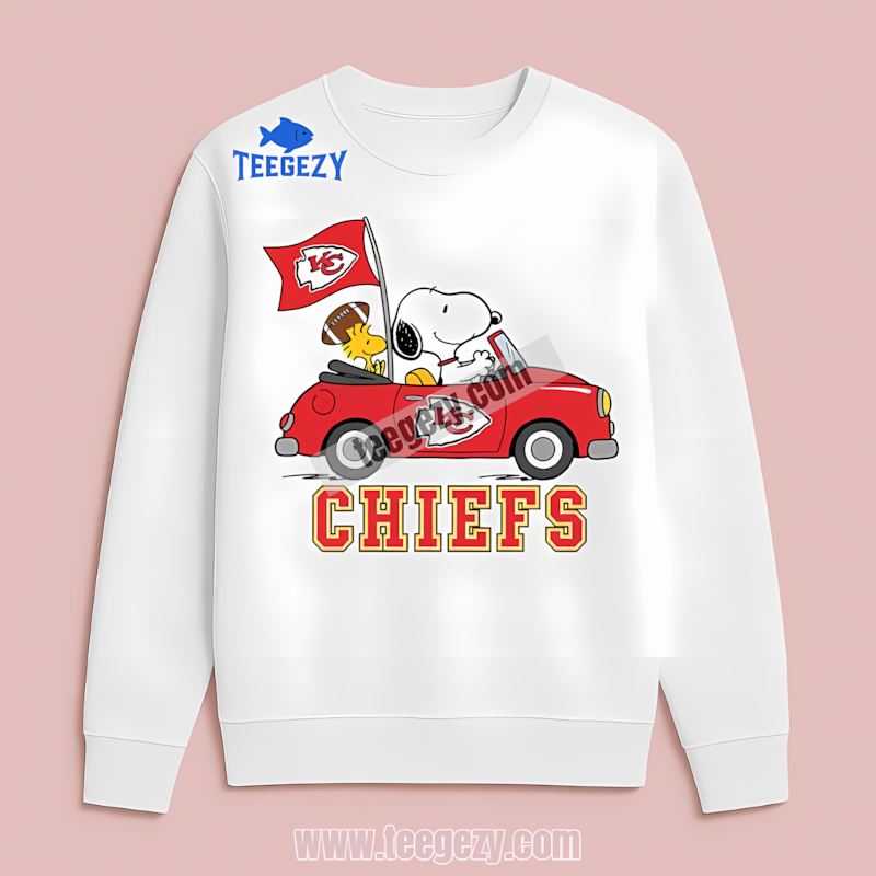 Kansas City Chiefs Snoopy Driving Retro Car Long Sleeve Kansas City Chiefs Snoopy Driving Retro Car Long Sleeve