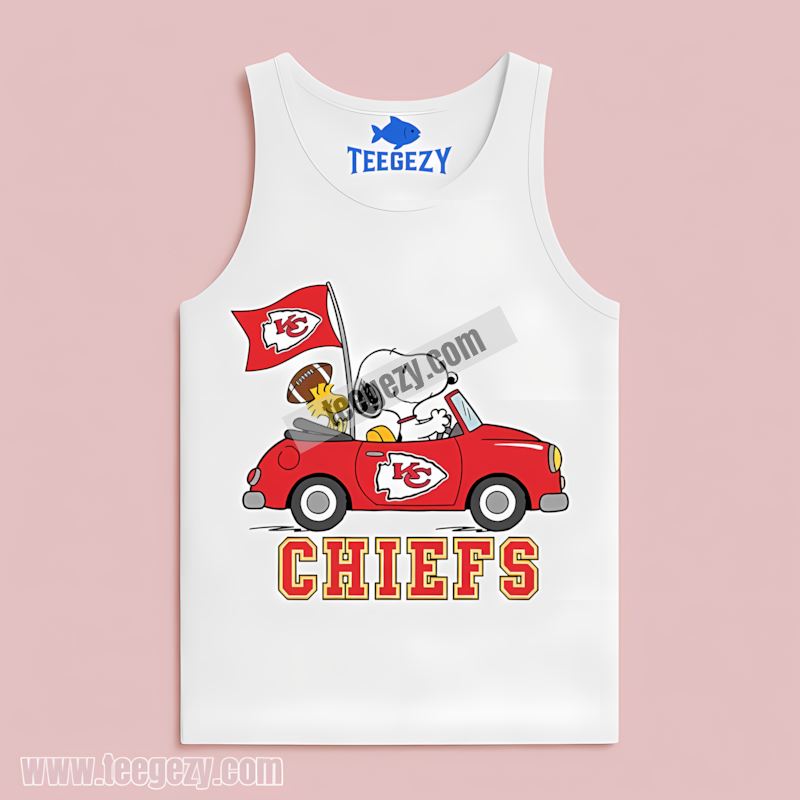 Kansas City Chiefs Snoopy Driving Retro Car Tanktop Kansas City Chiefs Snoopy Driving Retro Car Tanktop