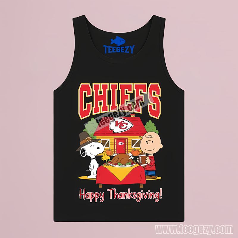 Kansas City Chiefs Snoopy Thanksgiving Family Tanktop Kansas City Chiefs Snoopy Thanksgiving Family Tanktop