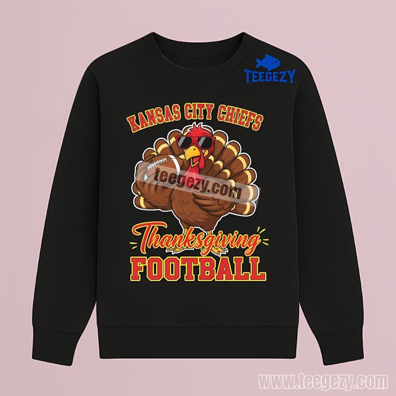 Kansas City Chiefs Thanksgiving Football Turkey Color Long Sleeve Kansas City Chiefs Thanksgiving Football Turkey Color Long Sleeve
