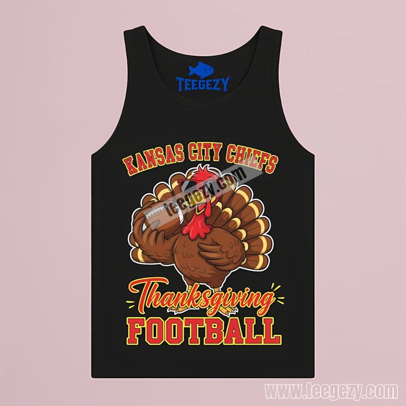 Kansas City Chiefs Thanksgiving Football Turkey Color Tanktop Kansas City Chiefs Thanksgiving Football Turkey Color Tanktop