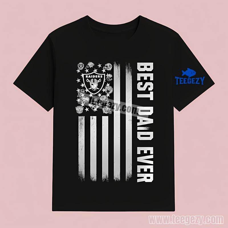 Las Vegas Raiders Best Dad Ever Vintage American Flag T-Shirt Las Vegas Raiders Best Dad Ever Vintage American Flag T-Shirt