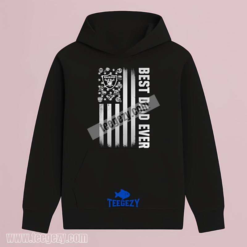Las Vegas Raiders Best Dad Ever Vintage American Flag Hoodie Las Vegas Raiders Best Dad Ever Vintage American Flag Hoodie