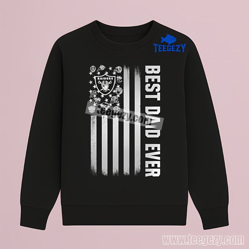 Las Vegas Raiders Best Dad Ever Vintage American Flag Long Sleeve Las Vegas Raiders Best Dad Ever Vintage American Flag Long Sleeve