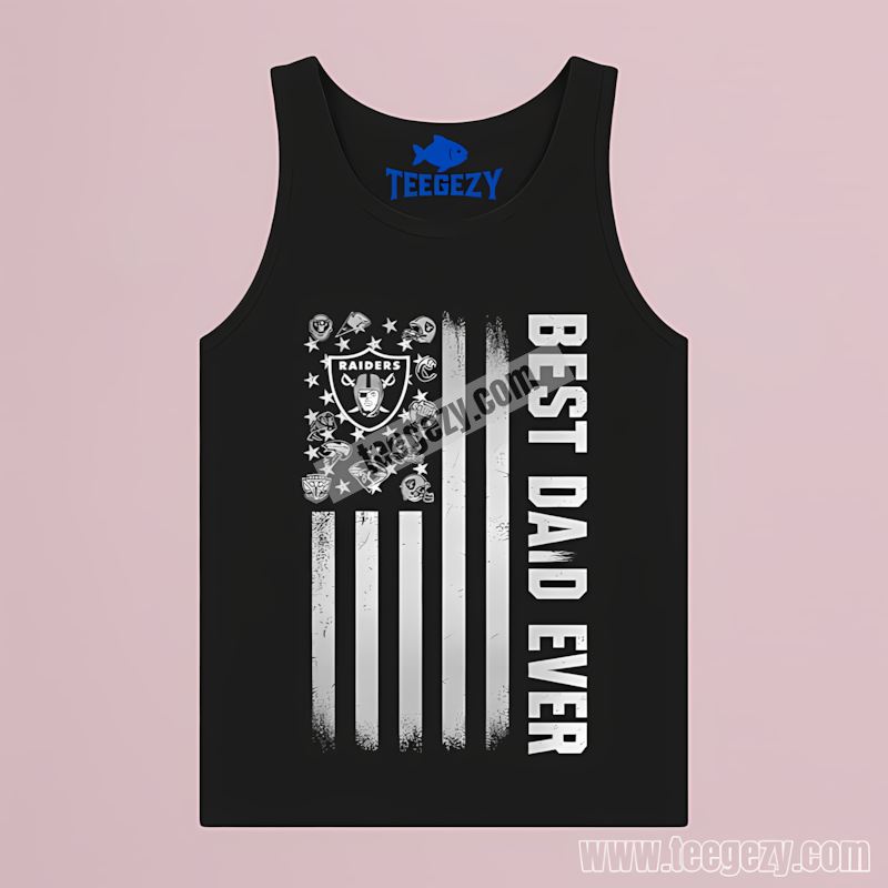 Las Vegas Raiders Best Dad Ever Vintage American Flag Tanktop Las Vegas Raiders Best Dad Ever Vintage American Flag Tanktop
