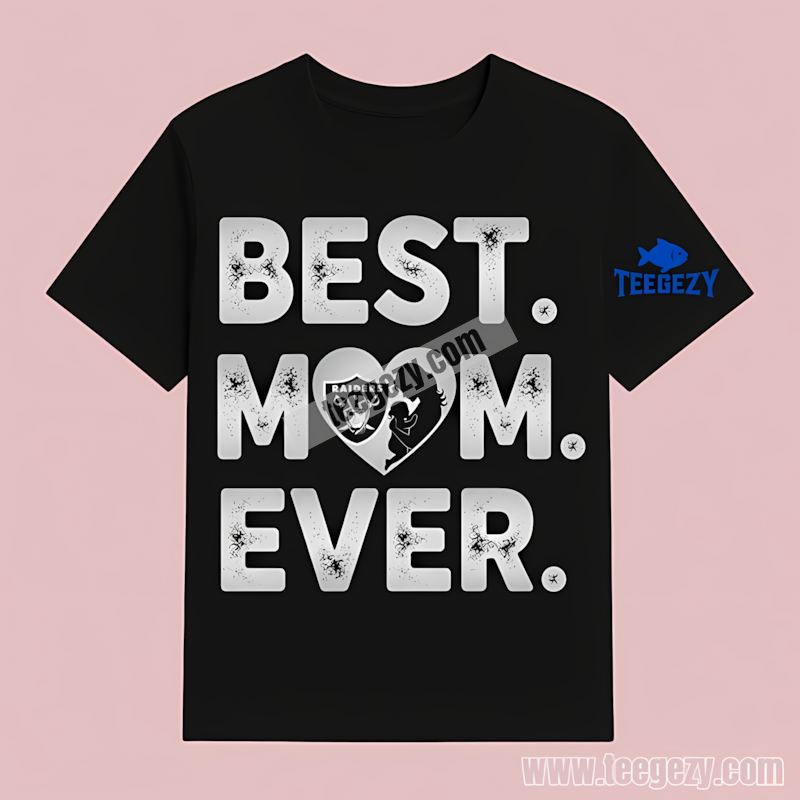 Las Vegas Raiders Best Mom Ever Heart Graphic T-Shirt Las Vegas Raiders Best Mom Ever Heart Graphic T-Shirt