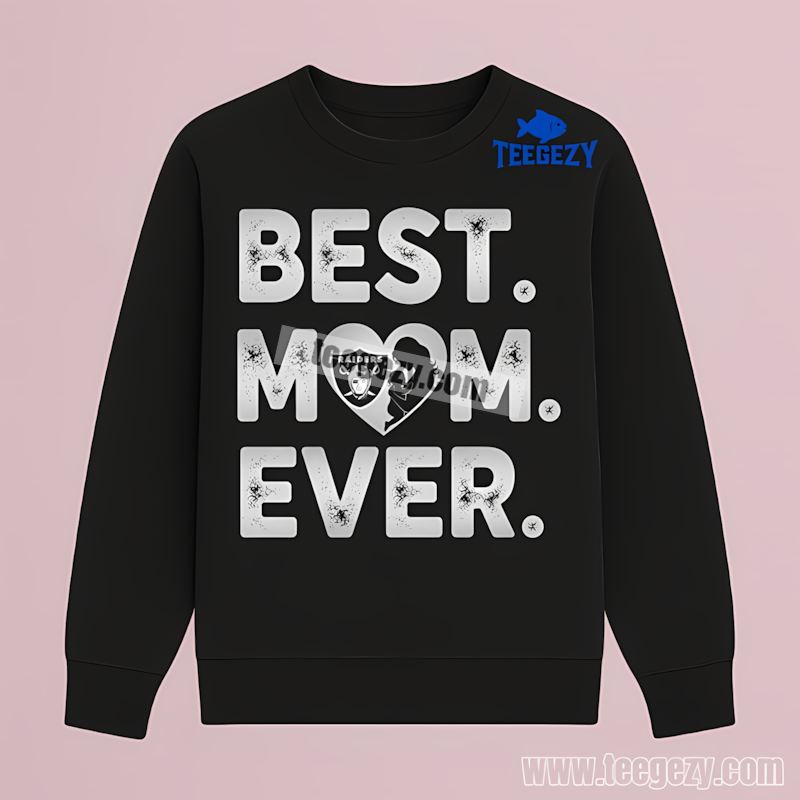 Las Vegas Raiders Best Mom Ever Heart Graphic Long Sleeve Las Vegas Raiders Best Mom Ever Heart Graphic Long Sleeve
