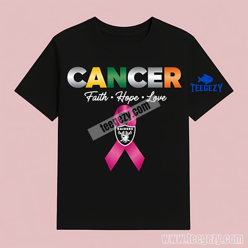 Las Vegas Raiders Cancer Awareness Faith Hope Love Retro Style T-Shirt Las Vegas Raiders Cancer Awareness Faith Hope Love Retro Style T-Shirt