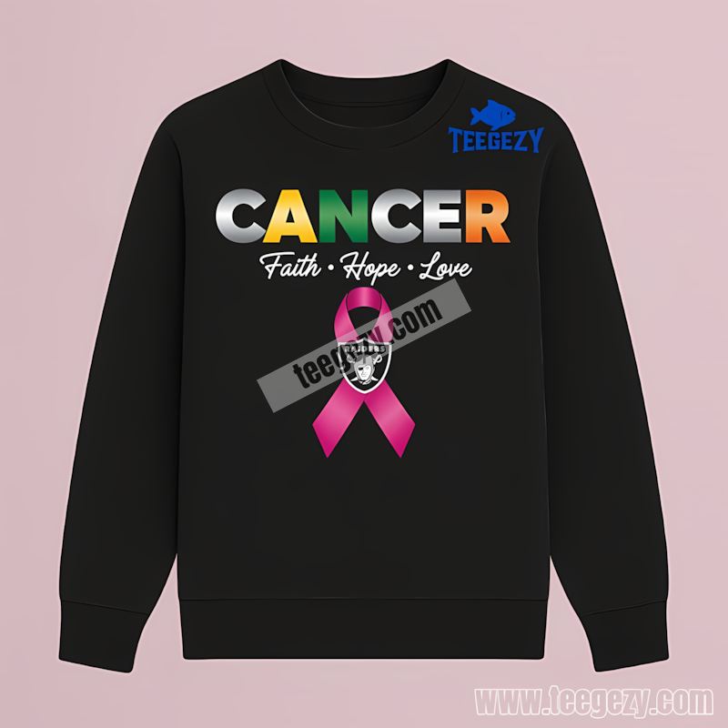 Las Vegas Raiders Cancer Awareness Faith Hope Love Retro Style Long Sleeve Las Vegas Raiders Cancer Awareness Faith Hope Love Retro Style Long Sleeve