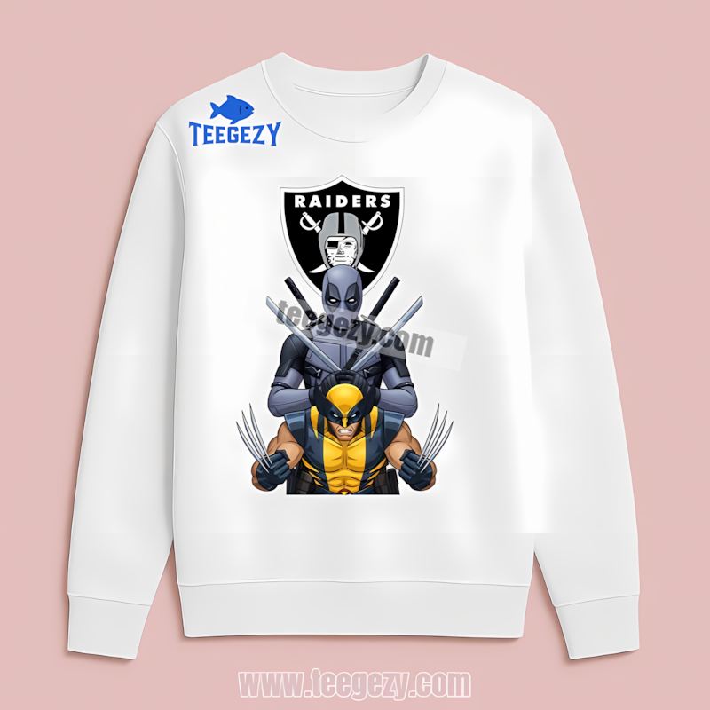 Las Vegas Raiders Deadpool Wolverine Crossover Fan Sports Long Sleeve Las Vegas Raiders Deadpool Wolverine Crossover Fan Sports Long Sleeve