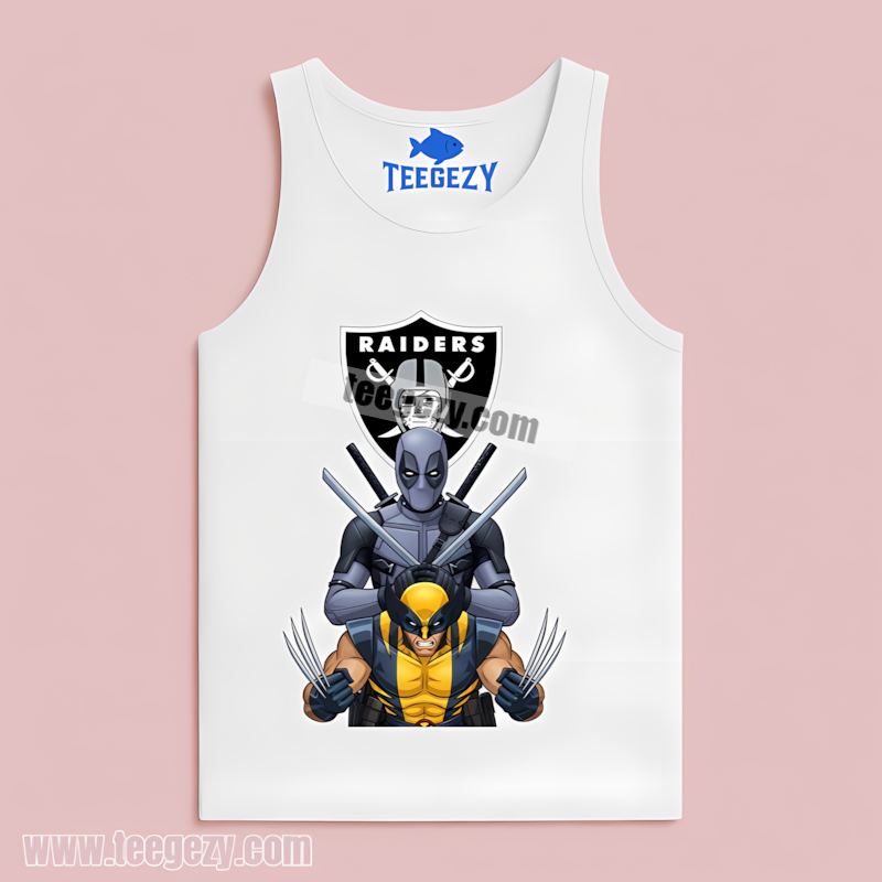 Las Vegas Raiders Deadpool Wolverine Crossover Fan Sports Tanktop Las Vegas Raiders Deadpool Wolverine Crossover Fan Sports Tanktop