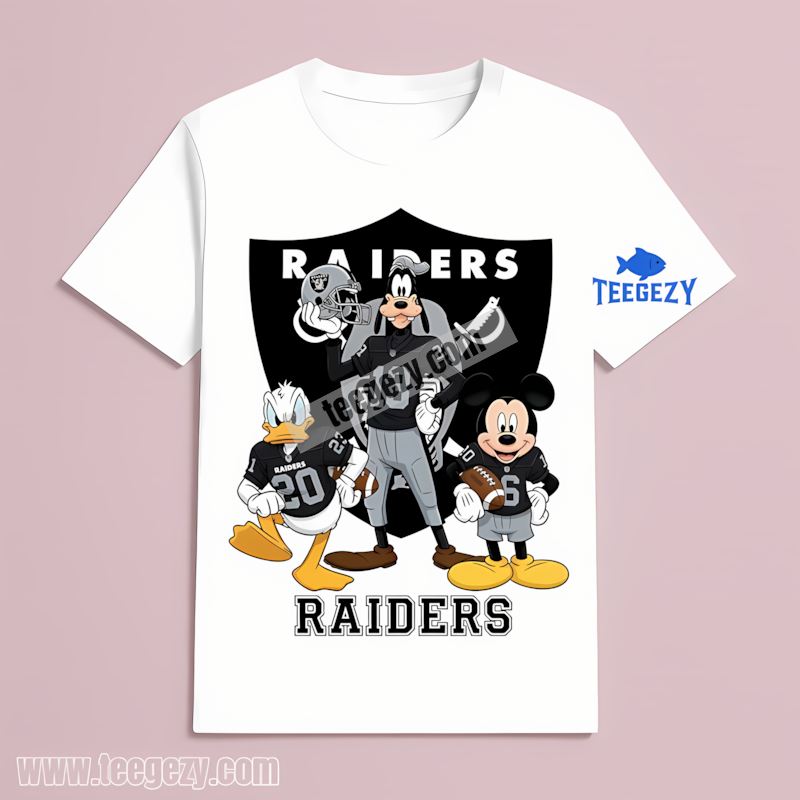 Las Vegas Raiders Disney Characters Mickey Donald Goofy T-Shirt Las Vegas Raiders Disney Characters Mickey Donald Goofy T-Shirt