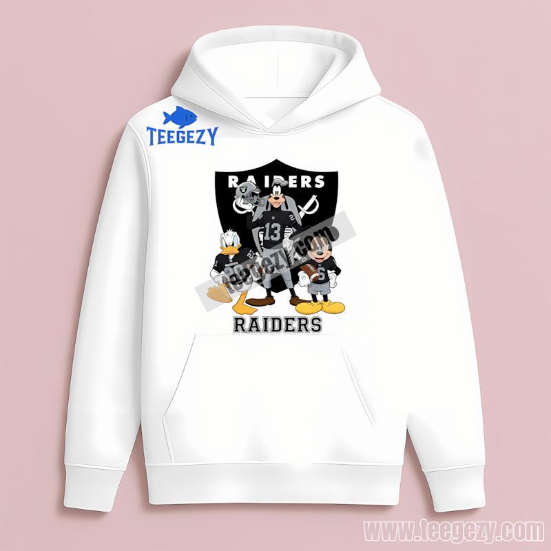 Las Vegas Raiders Disney Characters Mickey Donald Goofy Hoodie Las Vegas Raiders Disney Characters Mickey Donald Goofy Hoodie