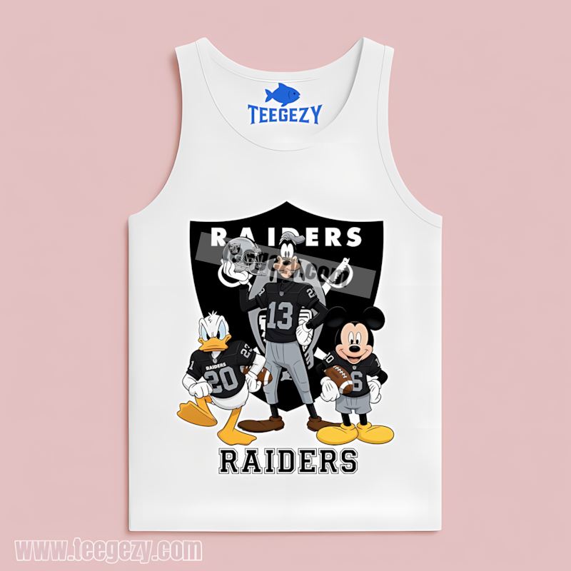 Las Vegas Raiders Disney Characters Mickey Donald Goofy Tanktop Las Vegas Raiders Disney Characters Mickey Donald Goofy Tanktop