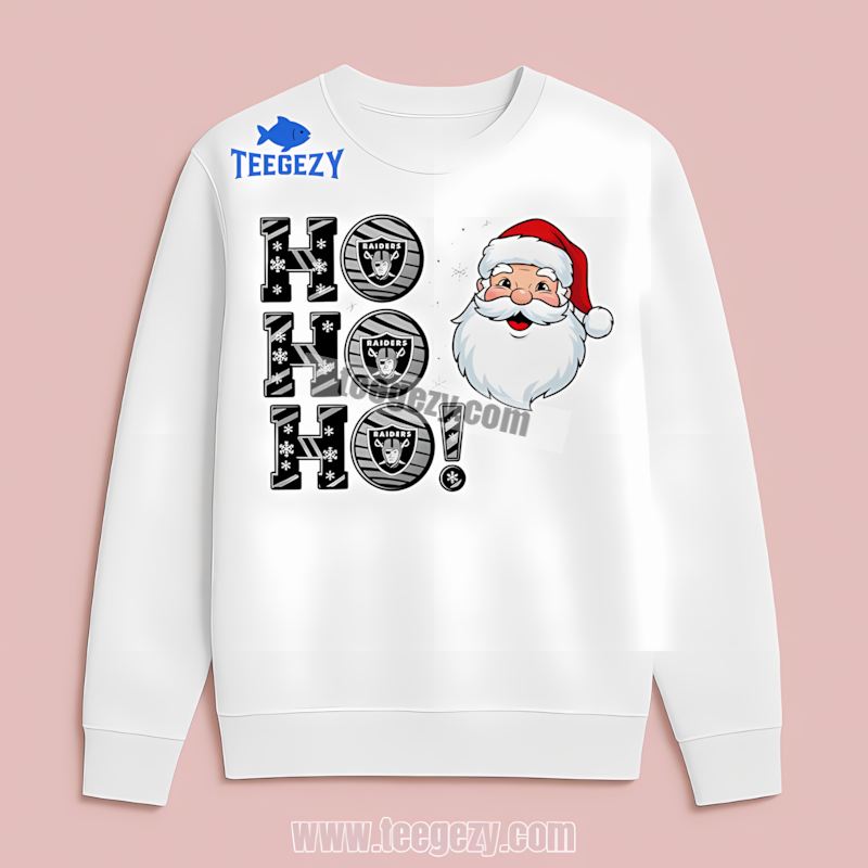 Las Vegas Raiders Ho Ho Ho Santa Christmas Trendy Holiday Long Sleeve Las Vegas Raiders Ho Ho Ho Santa Christmas Trendy Holiday Long Sleeve