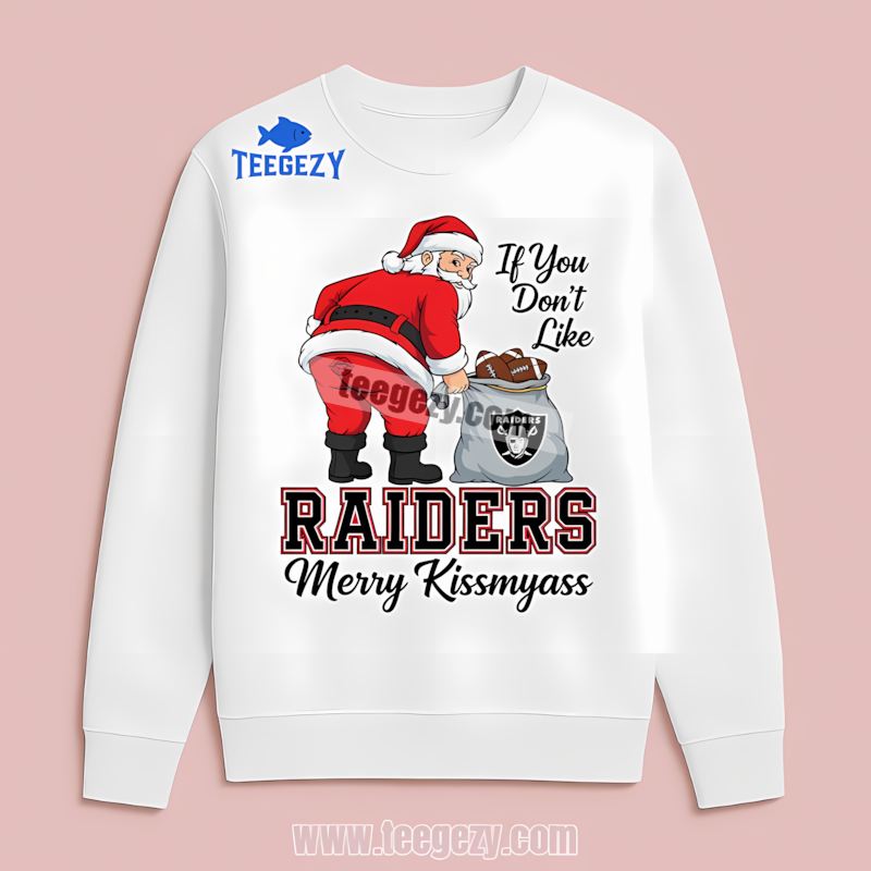 Las Vegas Raiders Merry Kissmyass Santa Funny Holiday Long Sleeve Las Vegas Raiders Merry Kissmyass Santa Funny Holiday Long Sleeve