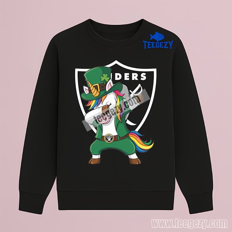 Las Vegas Raiders St Patricks Day Vs Dabbing Unicorn Color Long Sleeve Las Vegas Raiders St Patricks Day Vs Dabbing Unicorn Color Long Sleeve