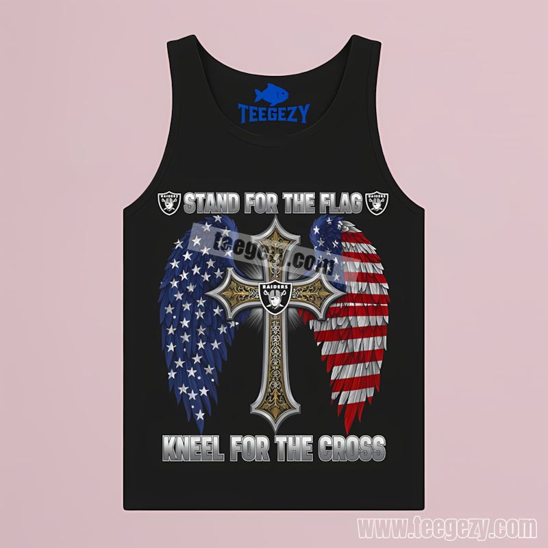 Las Vegas Raiders Stand For The Flag Kneel For The Cross Cotton Tanktop Las Vegas Raiders Stand For The Flag Kneel For The Cross Cotton Tanktop