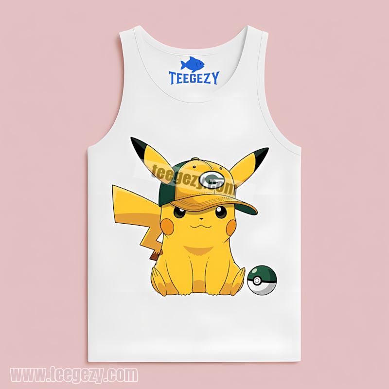 Pikachu Wearing Green Bay Packers Hat Tanktop Retro Pikachu Wearing Green Bay Packers Hat Tanktop Retro