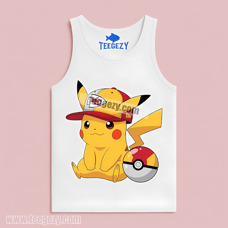 Pikachu Wearing Kansas City Chiefs Hat Color Tanktop Pikachu Wearing Kansas City Chiefs Hat Color Tanktop