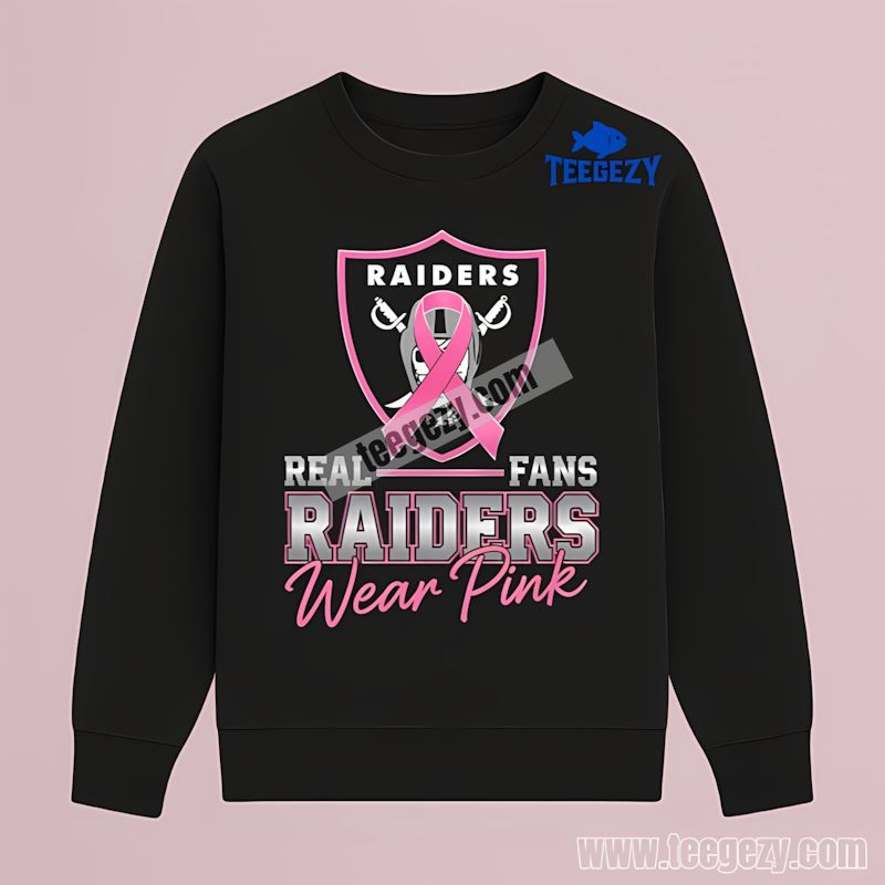 Real Fans Wear Pink Las Vegas Raiders Graphic Awareness Long Sleeve Real Fans Wear Pink Las Vegas Raiders Graphic Awareness Long Sleeve