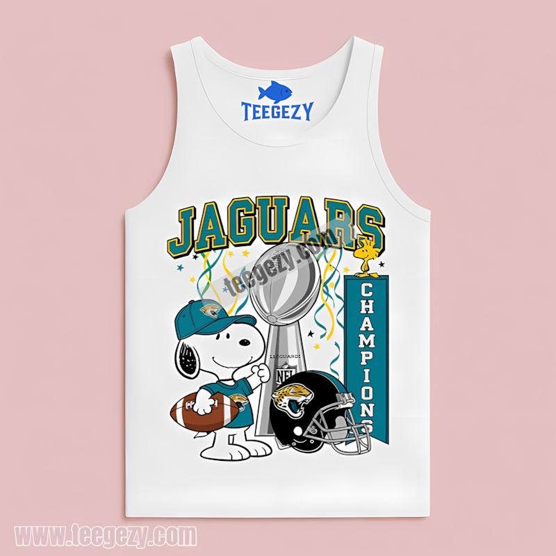 Snoopy Celebrates Jacksonville Jaguars Champions Trendy Tanktop Snoopy Celebrates Jacksonville Jaguars Champions Trendy Tanktop