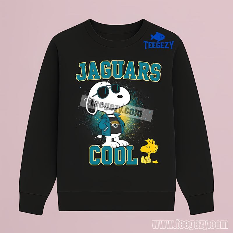 Snoopy Looking Cool In Jacksonville Jaguars Cotton Long Sleeve Snoopy Looking Cool In Jacksonville Jaguars Cotton Long Sleeve
