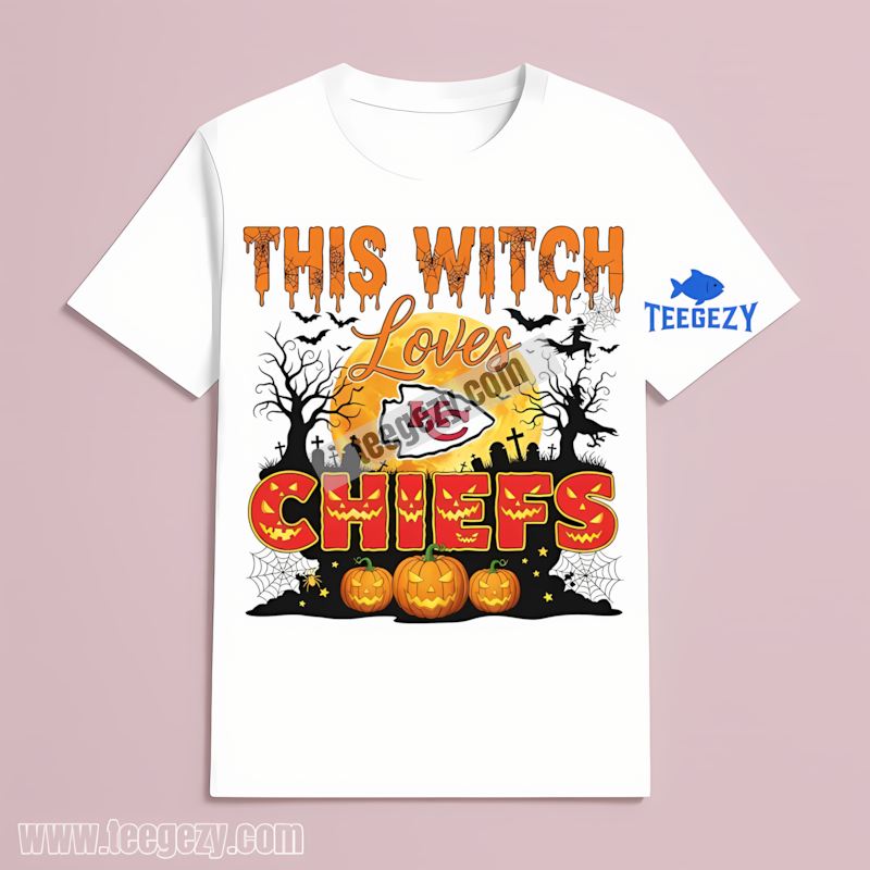 This Witch Loves Kansas City Chiefs Halloween Cotton T-Shirt This Witch Loves Kansas City Chiefs Halloween Cotton T-Shirt