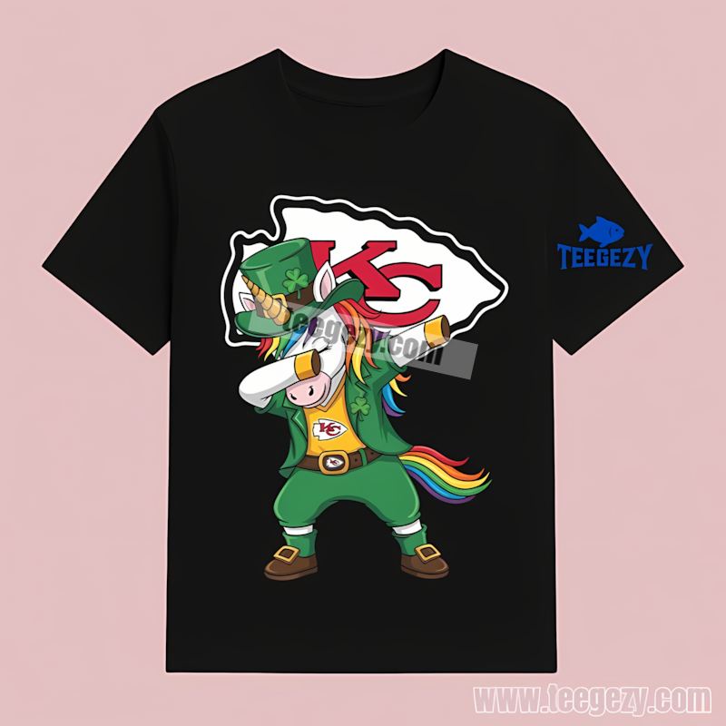Unicorn Dabbing For Kansas City Chiefs St Patricks Day T-Shirt Unicorn Dabbing For Kansas City Chiefs St Patricks Day T-Shirt
