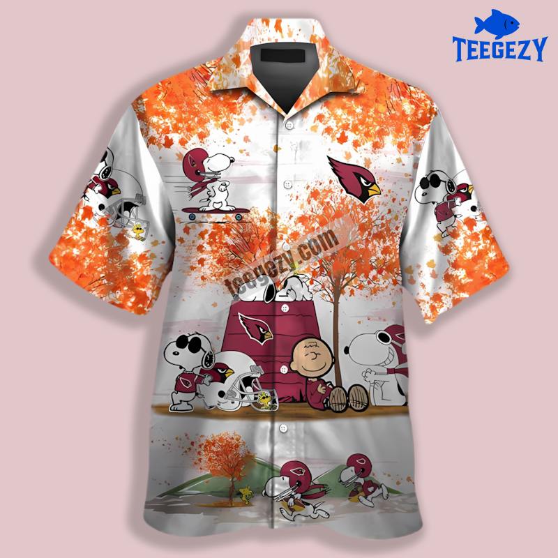 Arizona Cardinals Autumn Snoopy Yellow White Hawaiian Shirt Outfit Arizona Cardinals Autumn Snoopy Yellow White Hawaiian Shirt Outfit