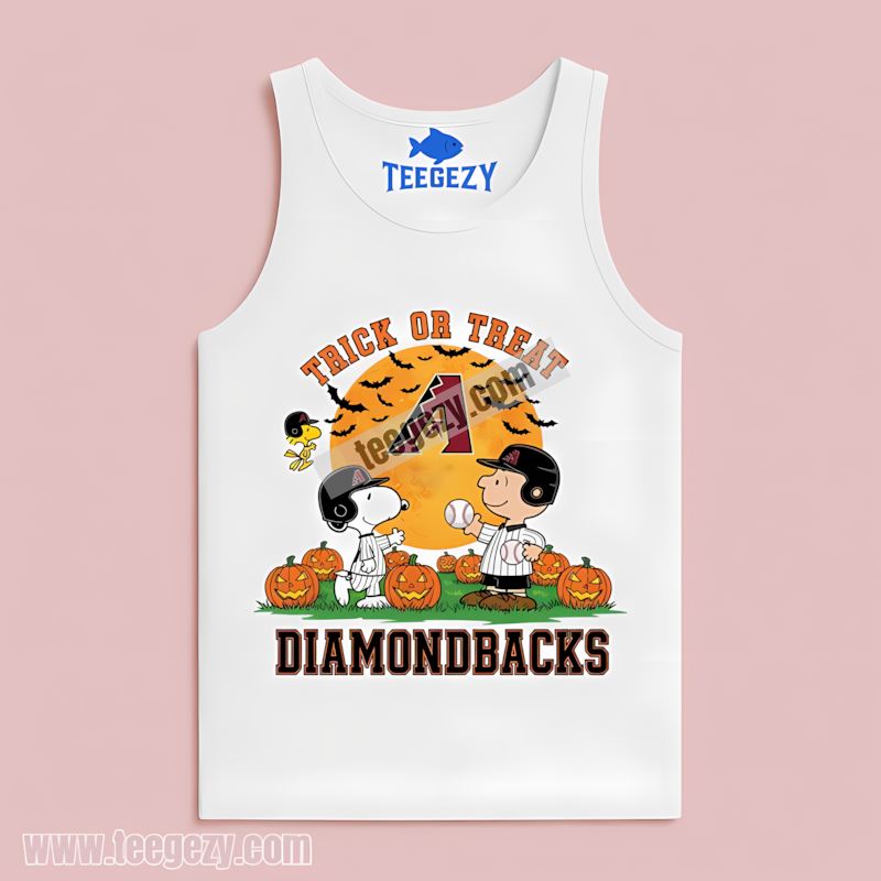 Arizona Diamondbacks Charlie Brown Snoopy Trick Or Treat Retro Tanktop Arizona Diamondbacks Charlie Brown Snoopy Trick Or Treat Retro Tanktop