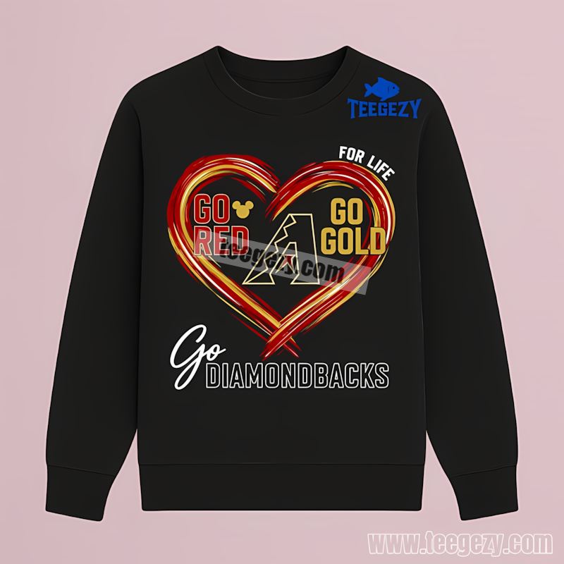 Arizona Diamondbacks Heart Go Red Go Gold Sports Long Sleeve Arizona Diamondbacks Heart Go Red Go Gold Sports Long Sleeve