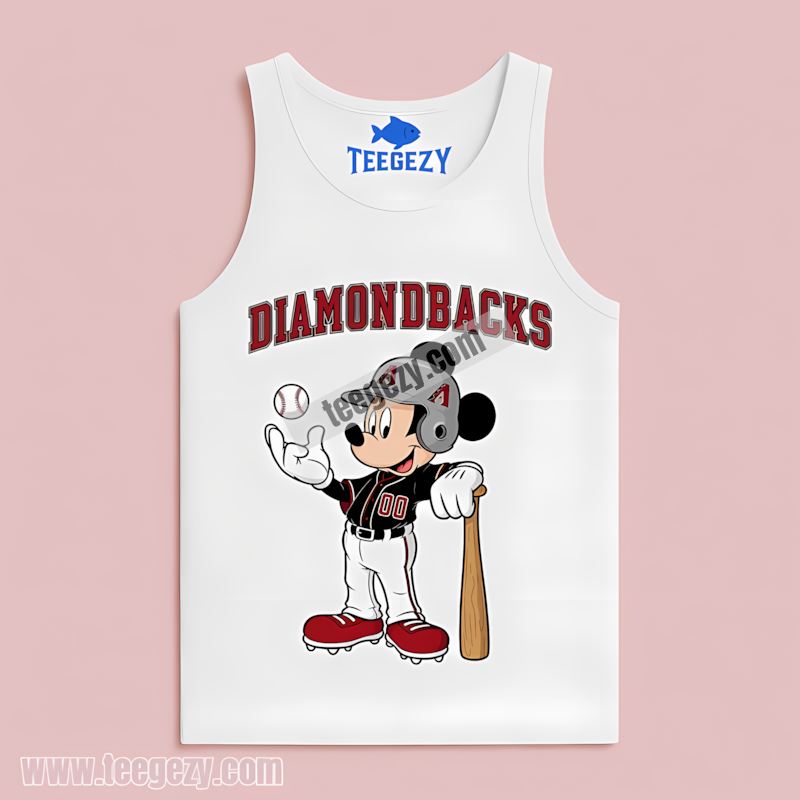Arizona Diamondbacks Mickey Baseball Bat Cartoon Color Tanktop Arizona Diamondbacks Mickey Baseball Bat Cartoon Color Tanktop