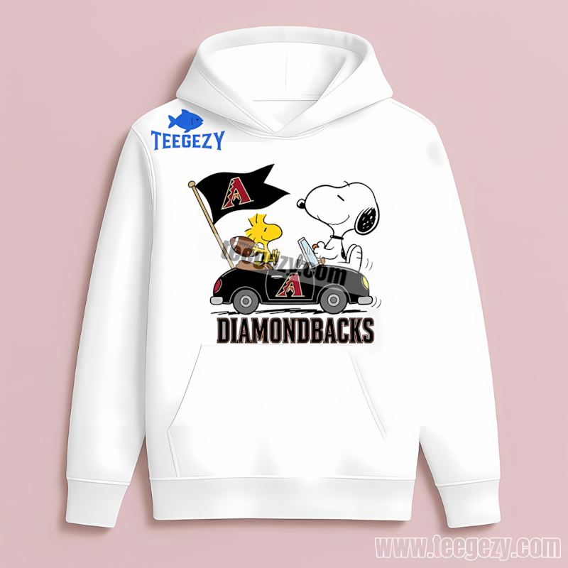 Arizona Diamondbacks Snoopy Driving Car Graphic Color Hoodie Arizona Diamondbacks Snoopy Driving Car Graphic Color Hoodie