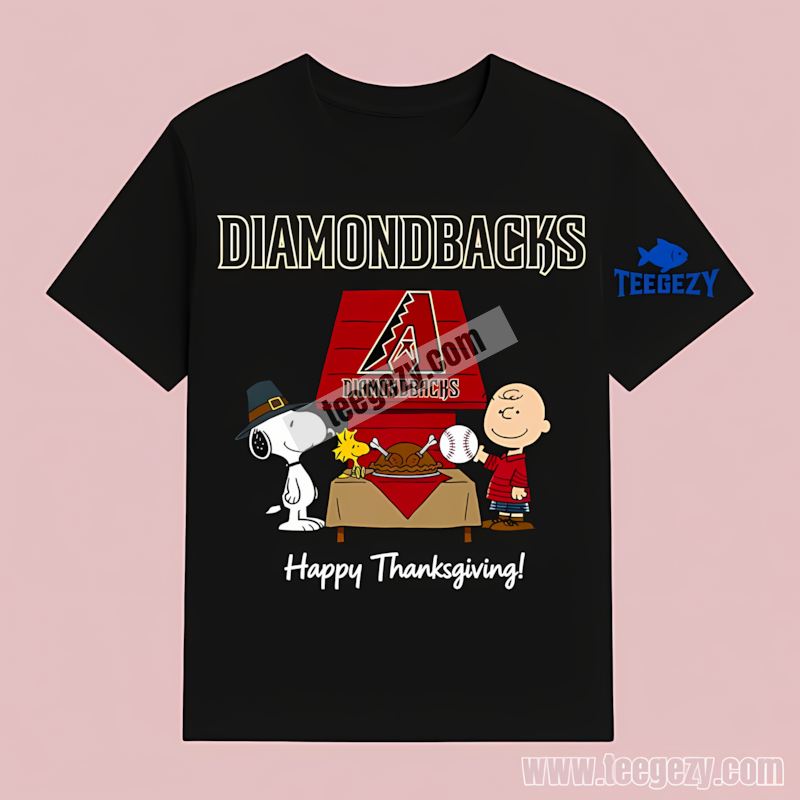 Arizona Diamondbacks Snoopy Thanksgiving Baseball Cotton T-Shirt Arizona Diamondbacks Snoopy Thanksgiving Baseball Cotton T-Shirt