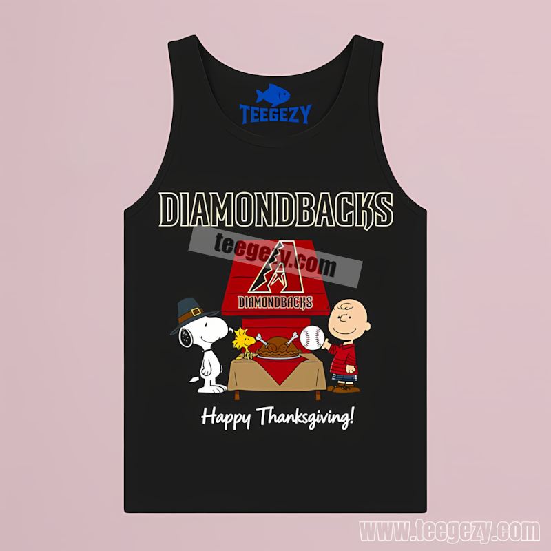 Arizona Diamondbacks Snoopy Thanksgiving Baseball Cotton Tanktop Arizona Diamondbacks Snoopy Thanksgiving Baseball Cotton Tanktop