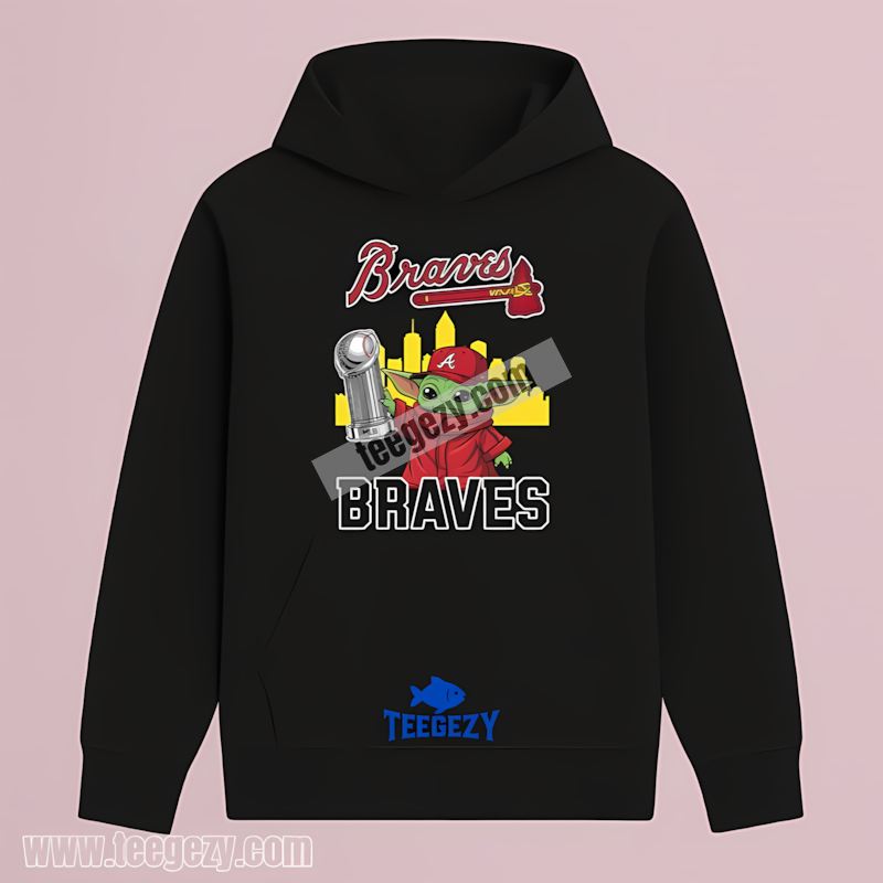 Atlanta Braves Baby Yoda World Series Trophy Graphic Hoodie Atlanta Braves Baby Yoda World Series Trophy Graphic Hoodie
