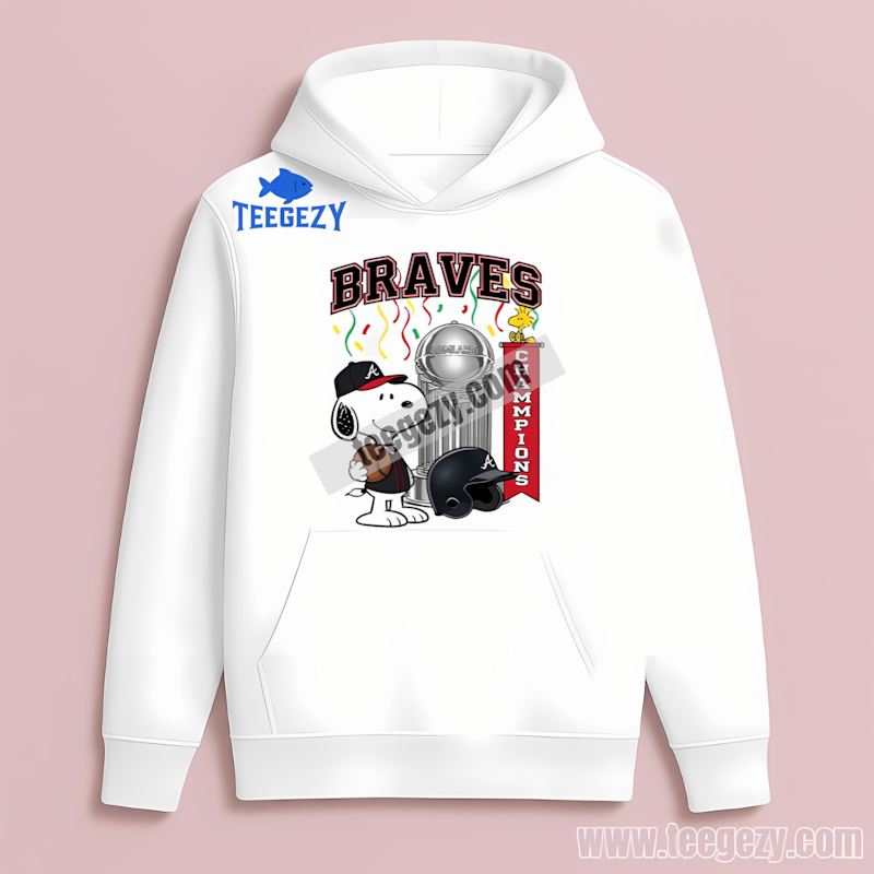 Atlanta Braves Champions Snoopy Celebration Graphic Hoodie Atlanta Braves Champions Snoopy Celebration Graphic Hoodie