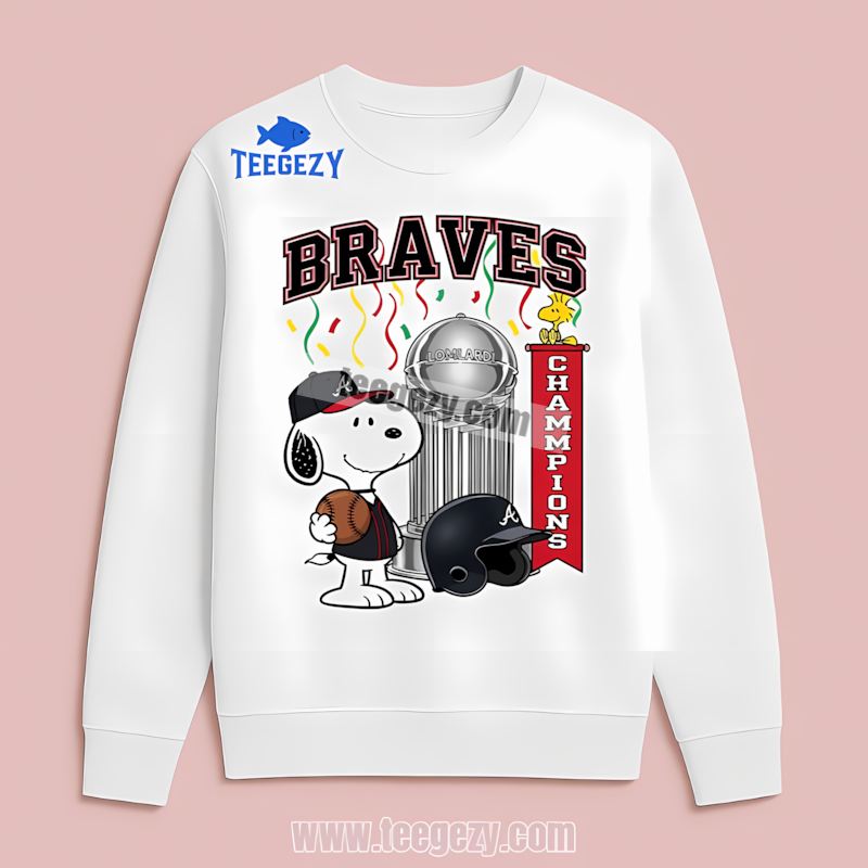 Atlanta Braves Champions Snoopy Celebration Graphic Long Sleeve Atlanta Braves Champions Snoopy Celebration Graphic Long Sleeve