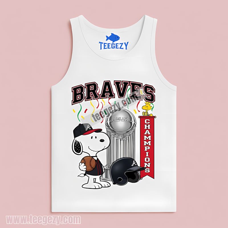 Atlanta Braves Champions Snoopy Celebration Graphic Tanktop Atlanta Braves Champions Snoopy Celebration Graphic Tanktop